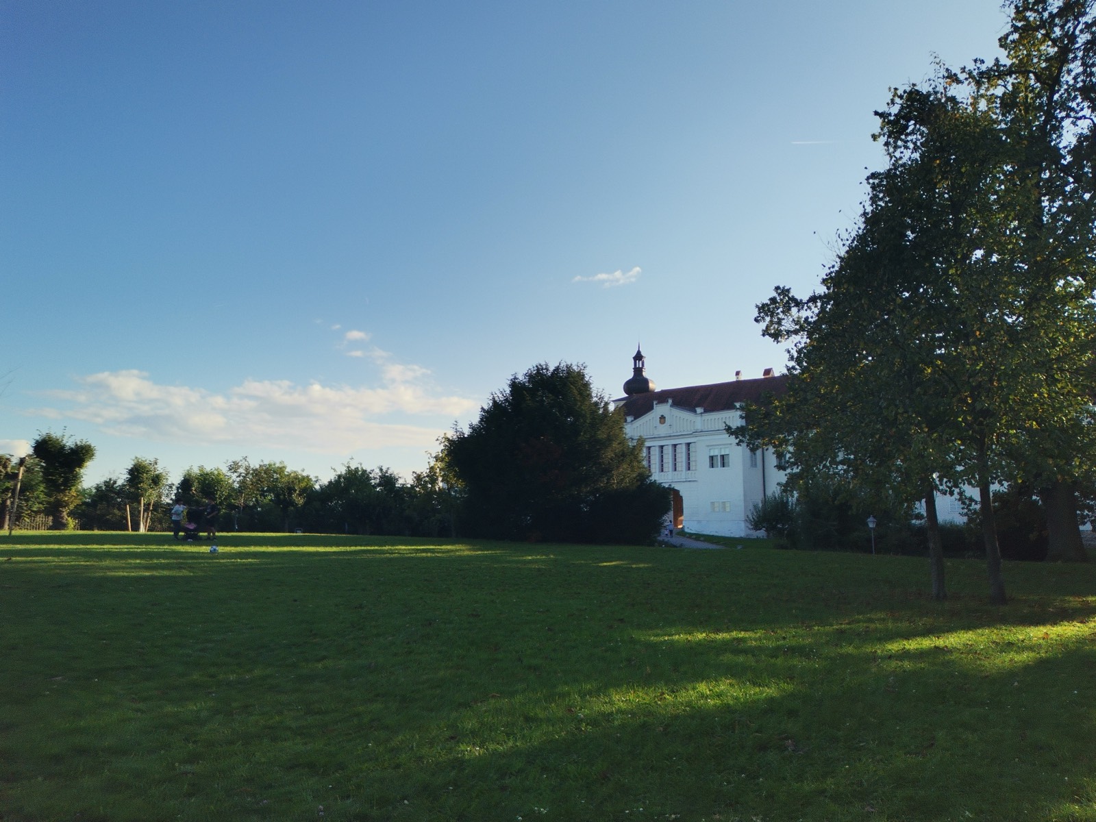 Schloss Ennsegg mit Grünfläche und weitem Himmel